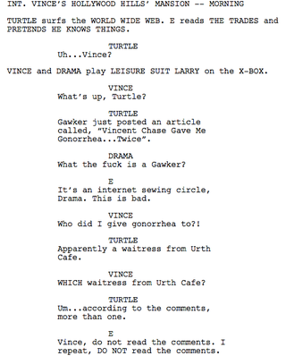 Illustration for article titled Leaked Entourage script